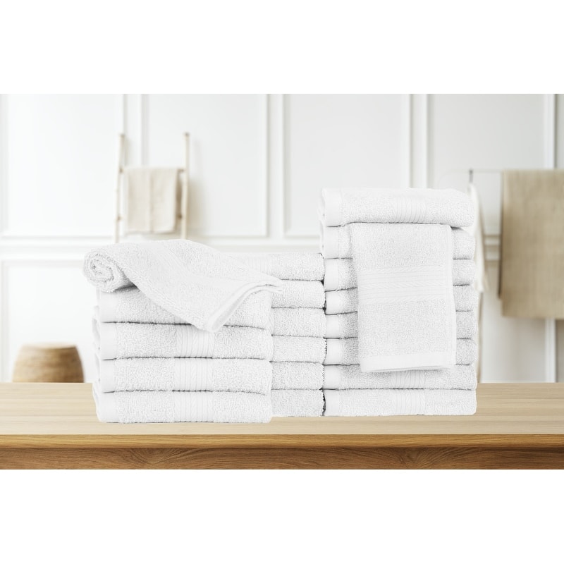 Pure Cotton 600GSM Face Cloths 12X12 Inch by Ample Decor - 20 Pcs - White