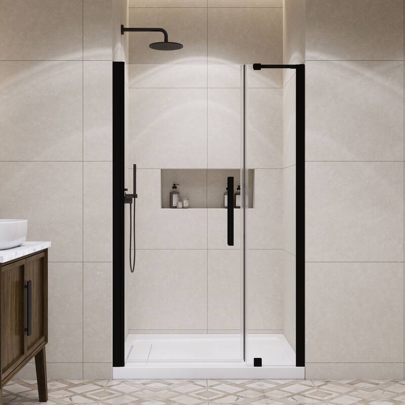 OVE Pasadena Alcove Frameless Pivot Shower Door Kit with Base Pan, 2025