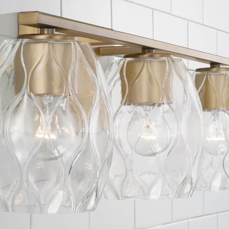 Lucas 3-light Bath/ Vanity Fixture w/ Wavy Embossed Glass
