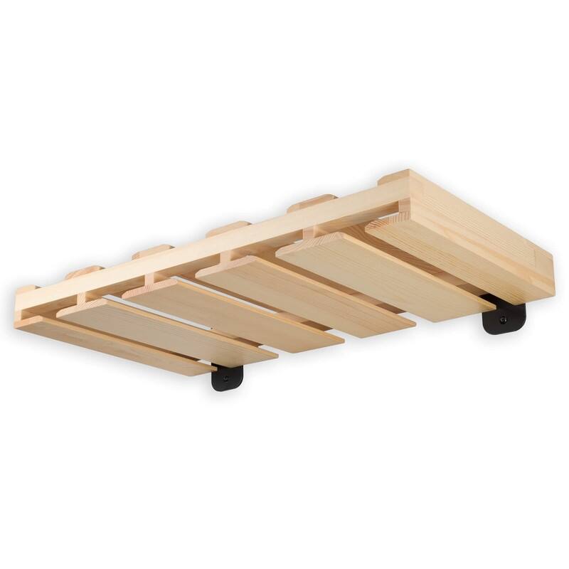 Wall Mounted Wood Floating Wine Liquor Bottle Rack - 21"D x 12"W x 2"H