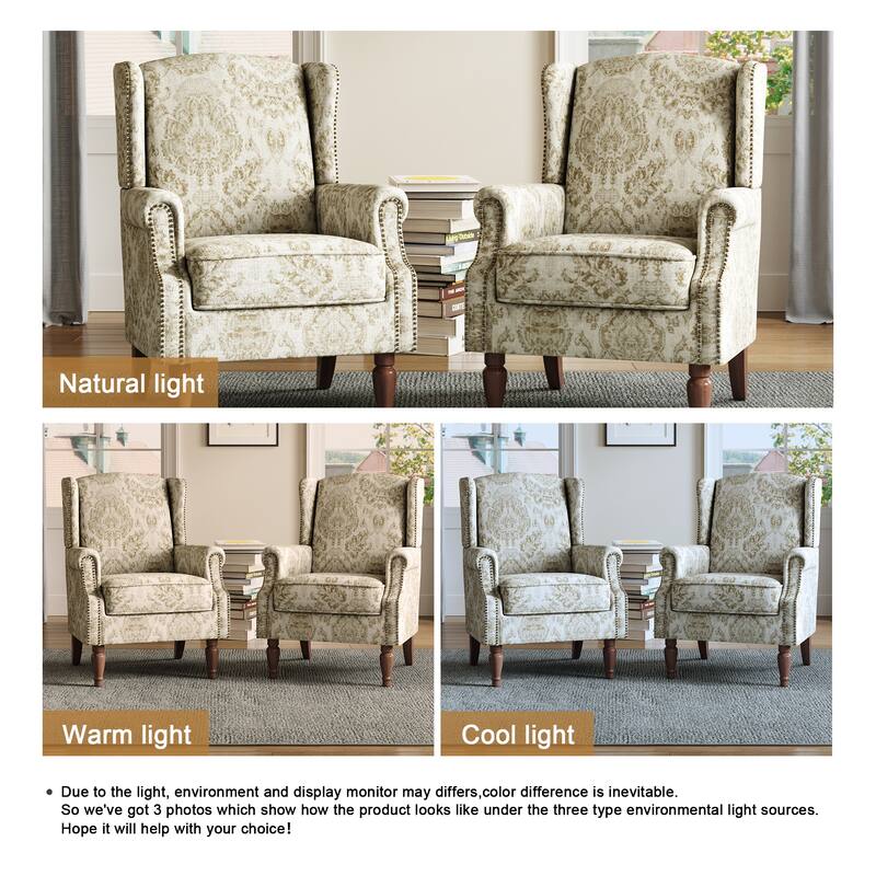 Traditional Nailhead Trim Armchair Accent Chairs Set of 2