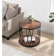 preview thumbnail 1 of 14, Round Wood Frame Side Table Coffee End Table Antique Black/Gold Living Room Bedroom