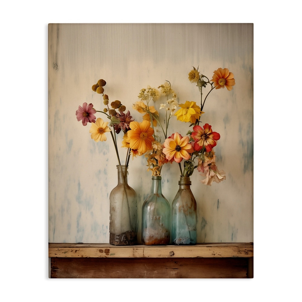 Stupell Rustic Spring Flowers Shelf Canvas Wall Art Design By Arlington Prints