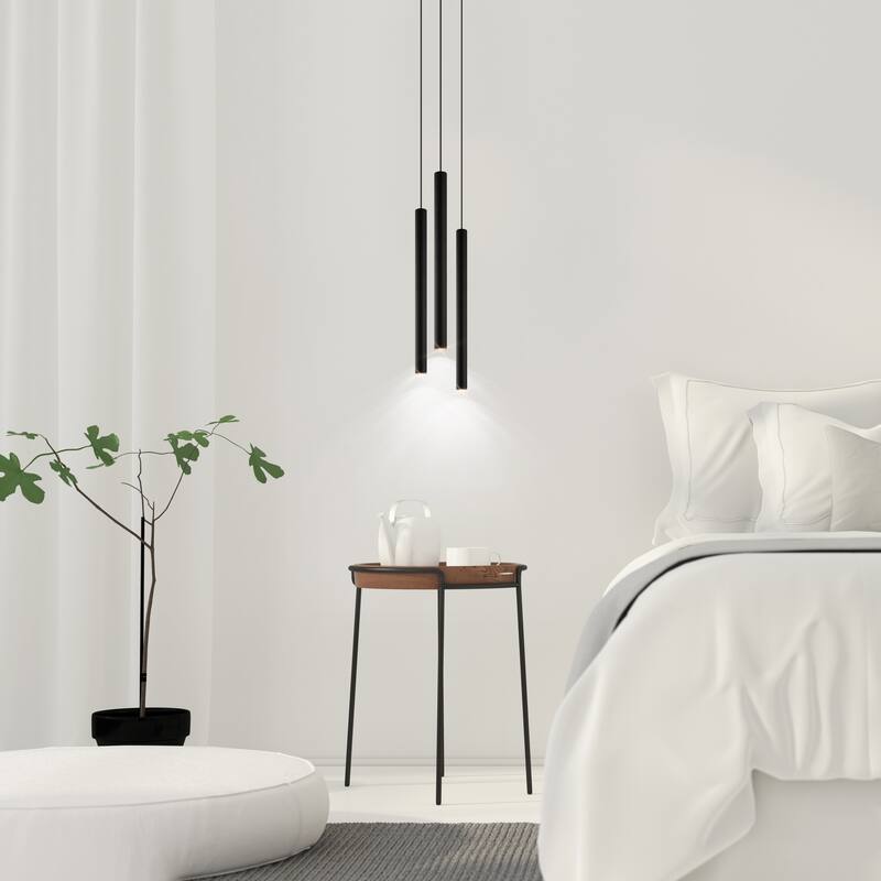 Eglo Tortoreto 23.75-inch Matte Black LED Single Tube Pendant