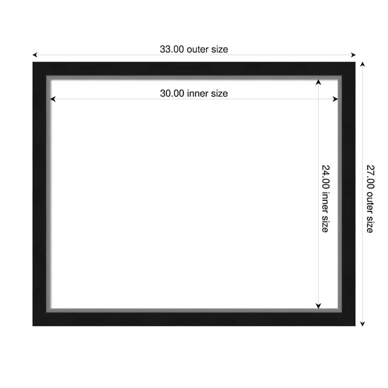 Amanti Art Eva Black Silver Narrow Framed Dry Erase Magnetic Board - 33 x 27 in - Eva Black Silver Narrow
