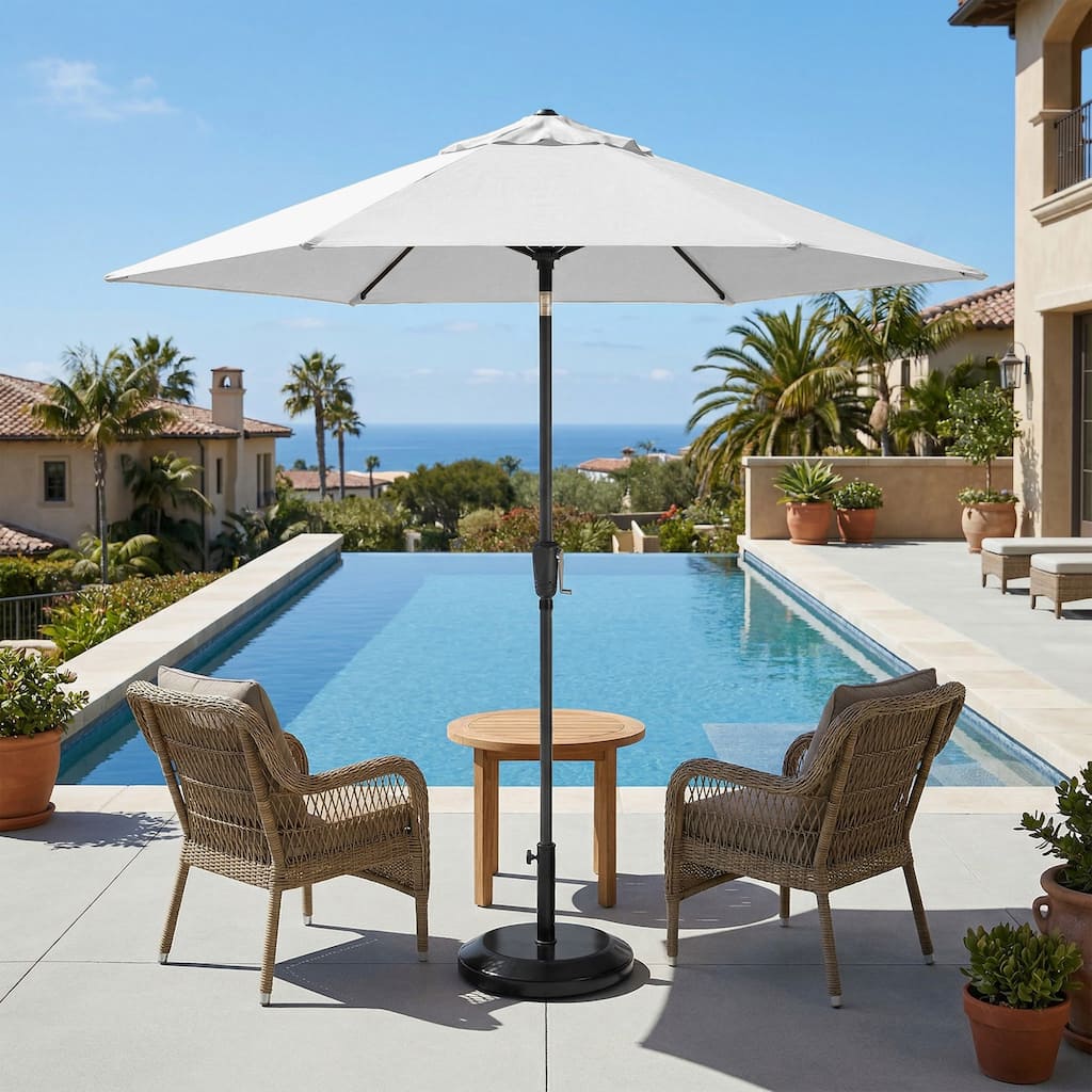 California Umbrella 9-Ft Outdoor Patio Umbrella, Solstice UV-Resistant Fabric, Crank Lift, Push Button Tilt, Aluminum Frame