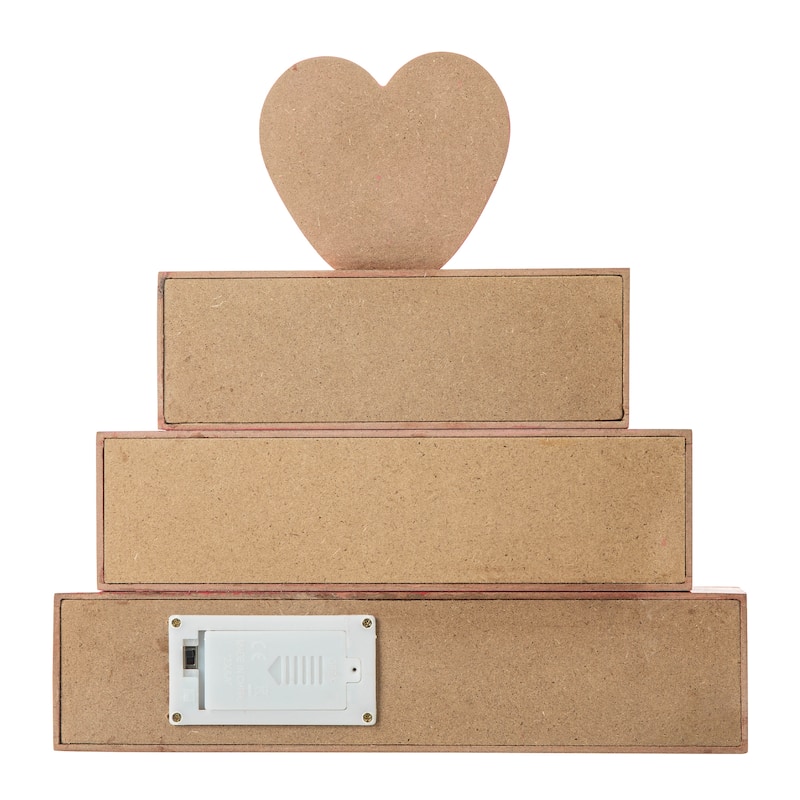 Glitzhome Valentines LED Wooden Block Love Table Decor
