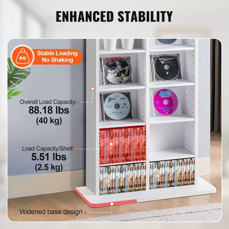 Media Storage Cabinet, DVD Cabinet with Doors and Shelves, CD Storage, Adjustable DVD Shelf, Protects & Organizes Music