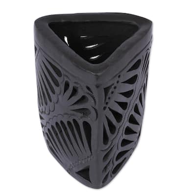 Handmade Oaxacan Twilight Ceramic Pencil Holder (Mexico) - 3.9" H x 3.1" W x 2.8" D