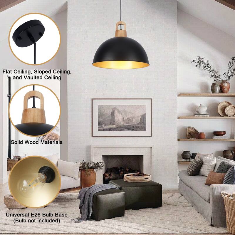 1 - light Industrial Dome Pendant Modern Hanging Lamp for Dining Room Living Room Foyer