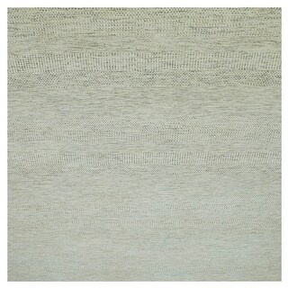 Shahbanu Rugs Eggnog White Borderless Modern Grass Design Hand Knotted ...