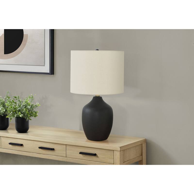 Lighting, 22"h, Table Lamp, Black Ceramic, Ivory / Cream Shade, Transitional - Black