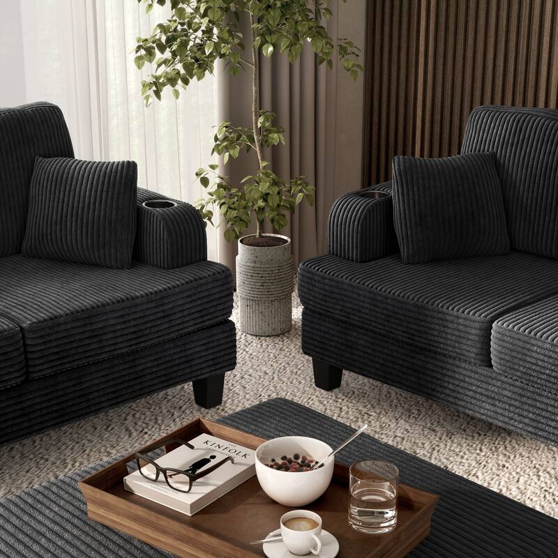 Furniture of America Xenia Modern 3-Piece Chenille Sofa and Ottoman Set