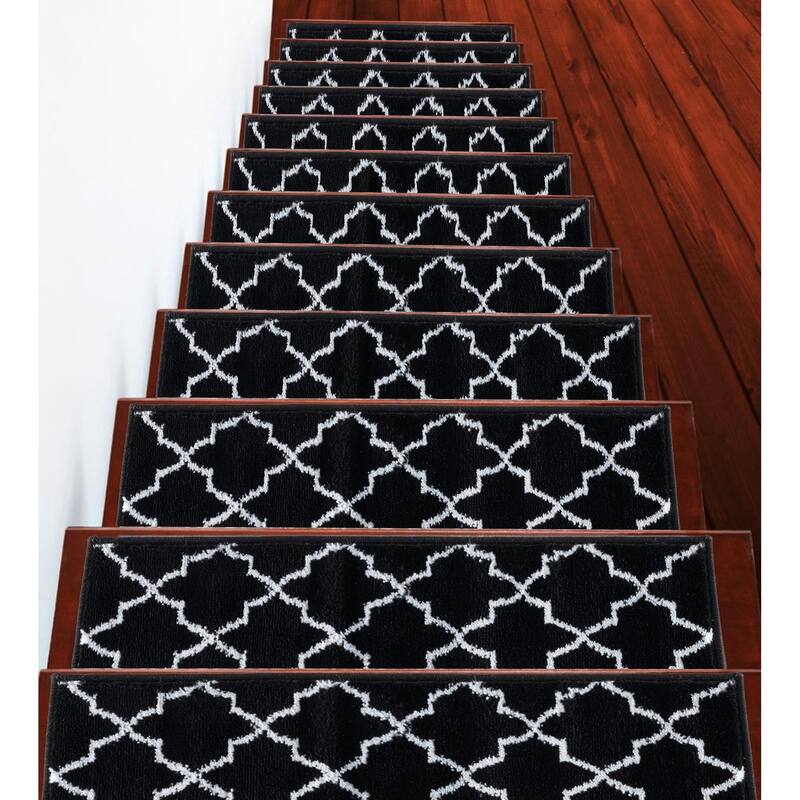 SUSSEXHOME Geometric Stair Treads with Easy to Install Double Adhesive Tape 9" x 28"