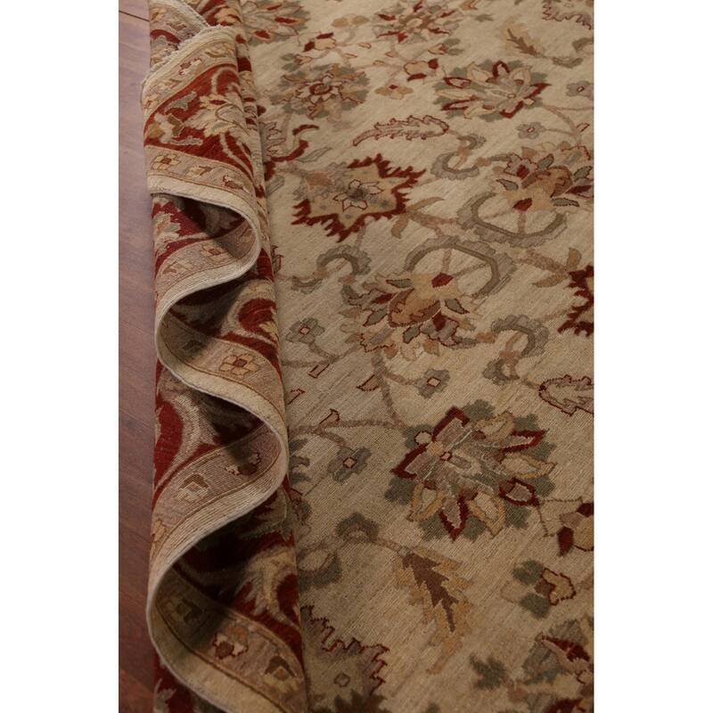 All-Over Floral Chobi Peshawar Rug Hand-Knotted Wool Carpet - 9'0"x 11'9"
