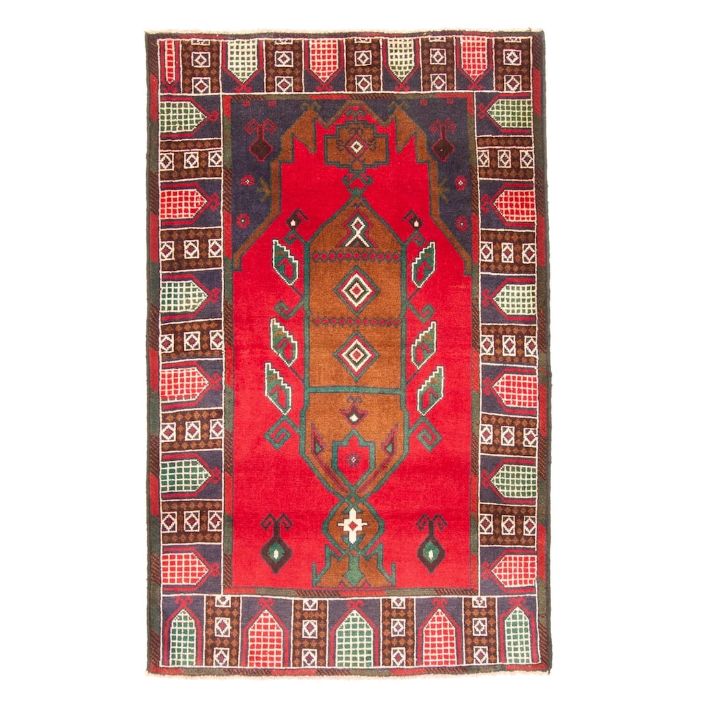 ECARPETGALLERY Hand-knotted Teimani Red Wool Rug - 2'11 x 4'8