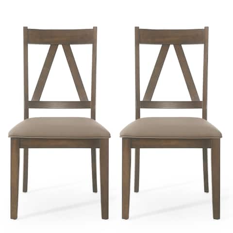 Fairgreens Farmhouse Upholstered Wood Dining Chairs (Set of 2) by Christopher Knight Home - 20.00" L x 22.75" W x 39.00" H