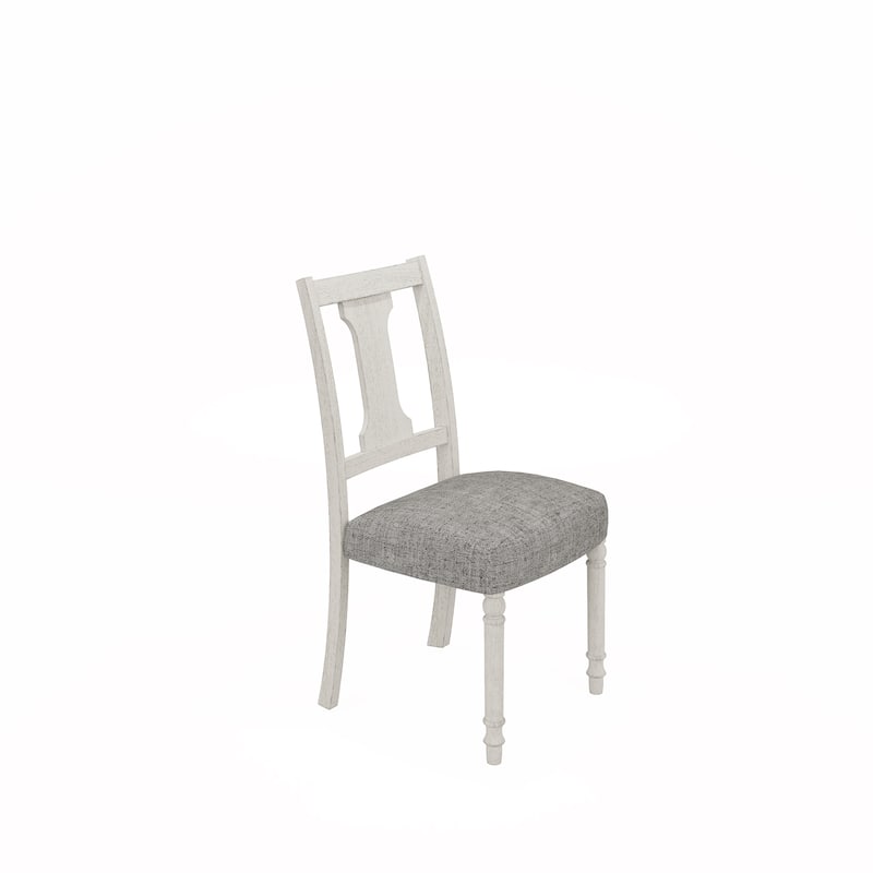 Set of 2 Upholstered White and Gray Dining Side Chair