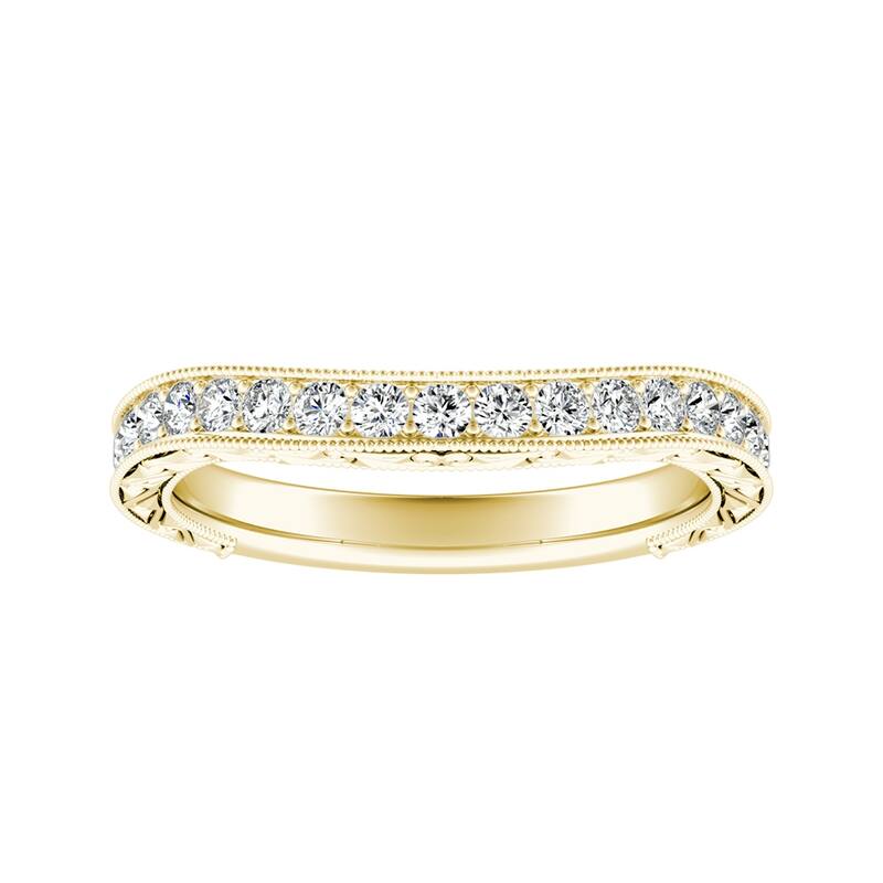 Auriya 3/8ctw Vintage Contour Diamond Wedding Band 18k Gold - Yellow - 6.5