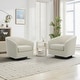 preview thumbnail 36 of 122, UIXE 360° Swivel Barrel Accent Chair Armchair For Living Room Set of 2 - Beige-Fabric 2Set