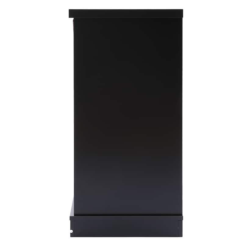 Black and Brown Wood 2-Drawer X-Storage Wine Cabinet