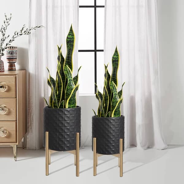 Mid Century Planters for Indoor Plants, Set of 2, Modern Decorative Metal Planter  Pots, Gradient Planter with Stand, 8 & 10 inch - Bed Bath & Beyond -  40499661