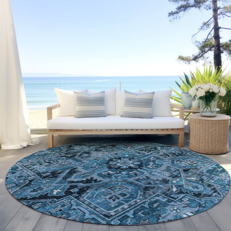 Beto Oriental Weather Resistant Refined Traditional Outdoor Rug