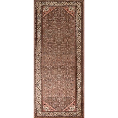 Traditional Hamedan Persian Vintage Runner Rug Handmade Wool Carpet - 3'8"x 9'8"