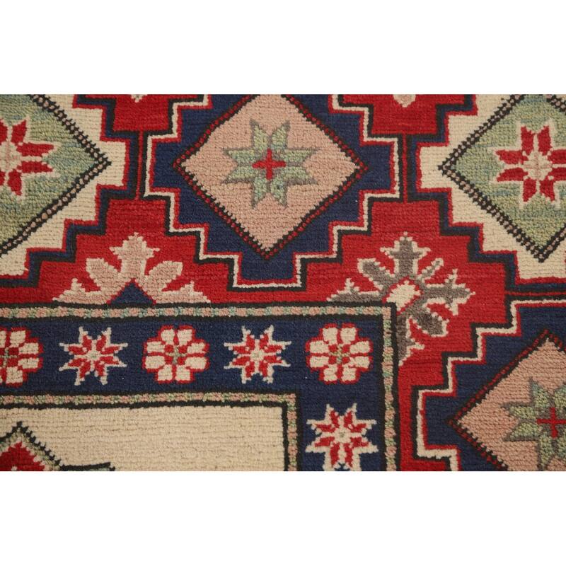 Kazak Oriental Area Rug Hand-Knotted Geometric Wool Carpet - 8'4"x 11'8"
