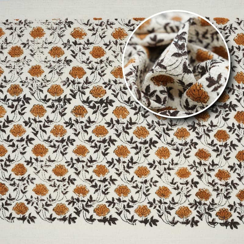Fabdivine Hand Block Floral Print Waffle Weave Kitchen, Dining Room Use, Gift Hand Towel
