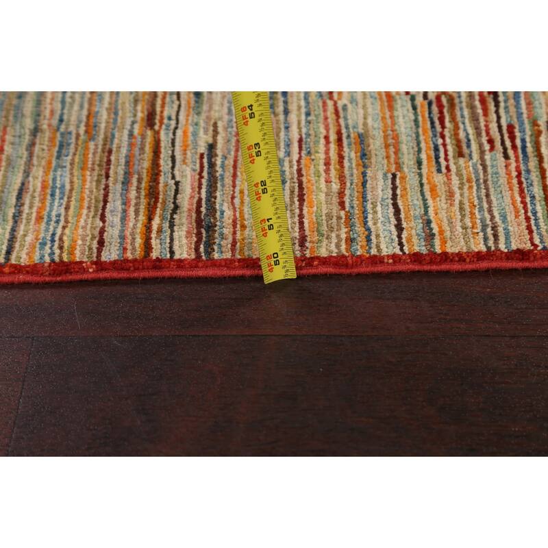 Vegetable Dye Striped Gabbeh Kashkoli Wool Area Rug Handmade Carpet - 3'3" x 4'10"