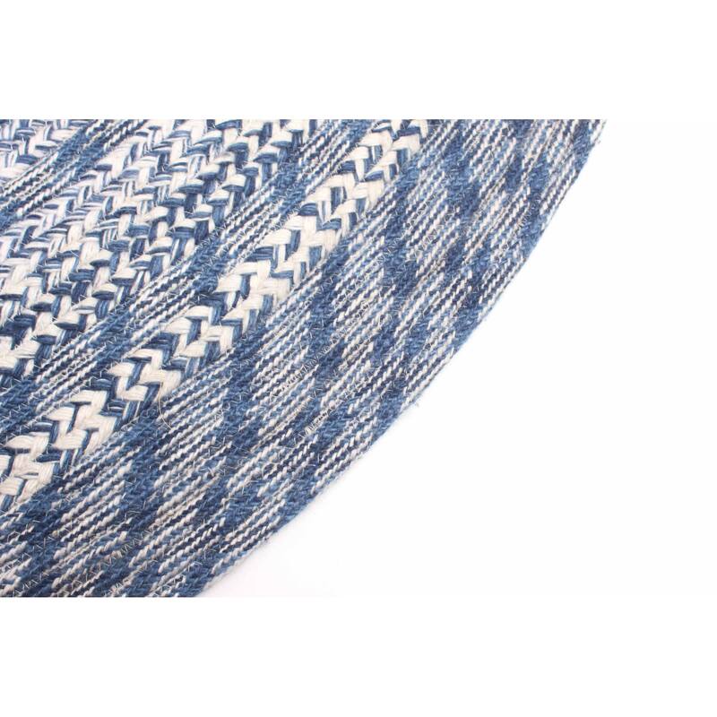 ECARPETGALLERY Braid weave Sienna Blue Wool Rug - 4'10 x 4'10