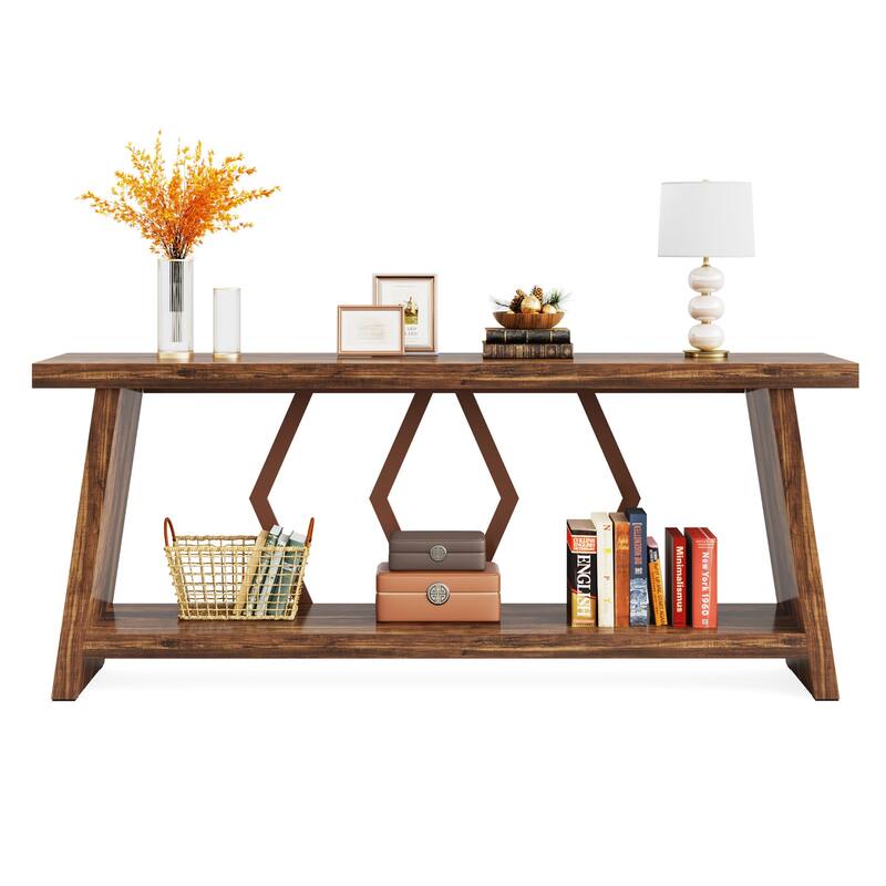 70.86-Inch Console Table, Wood Entryway Table with Storage, Couch Side Foyer Hallway Accent Table for Living Room, Entrance
