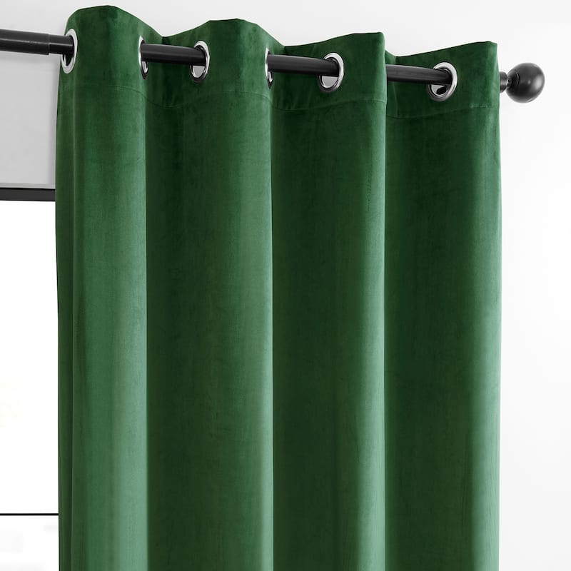 Exclusive Fabrics Basic Deluxe Velvet Curtains Pair - 2 Panels - Grommet Room Darkening Curtains