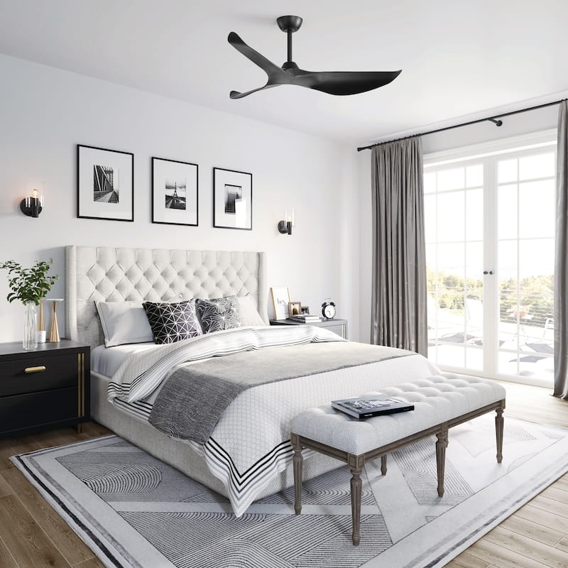 New Arrival 38-Inch Black Ceiling Fan No Light 3 ABS Blades Powerful DC Motor 1/4/8H Timer Living Room Bedroom Study Room