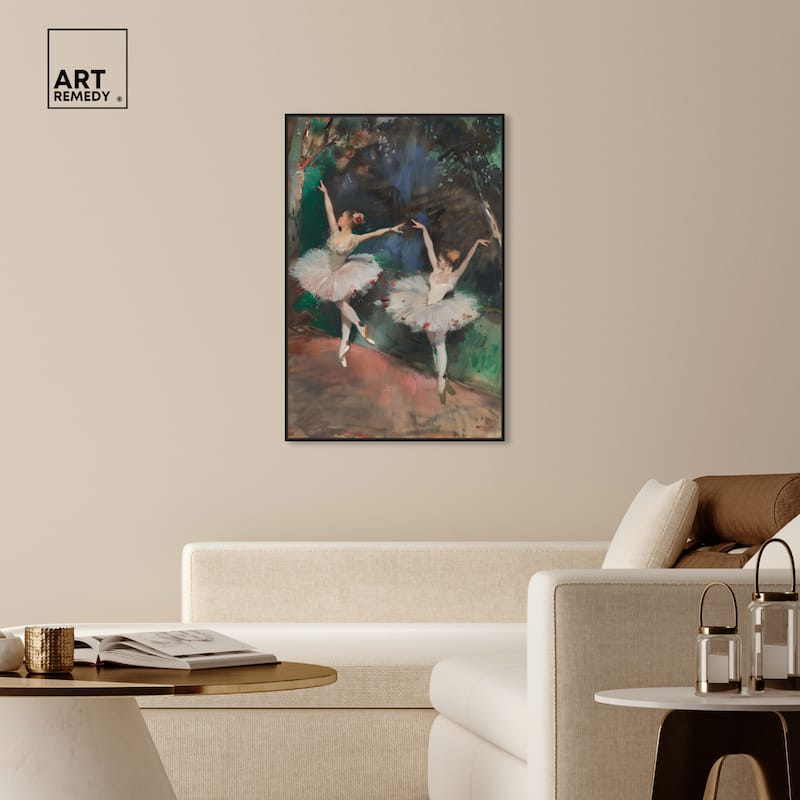 Art Remedy Classical Ballerinas Framed Impressionism 1 Piece Canvas Wall Art /Monet And Van Gogh Inspired Art