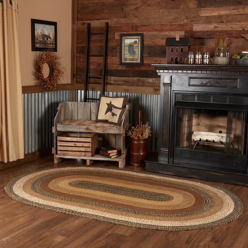 Kettle Grove Jute Rug Oval w/ Pad 60x96 - 5' x 8' Oval - 5' x 8' Oval - Black