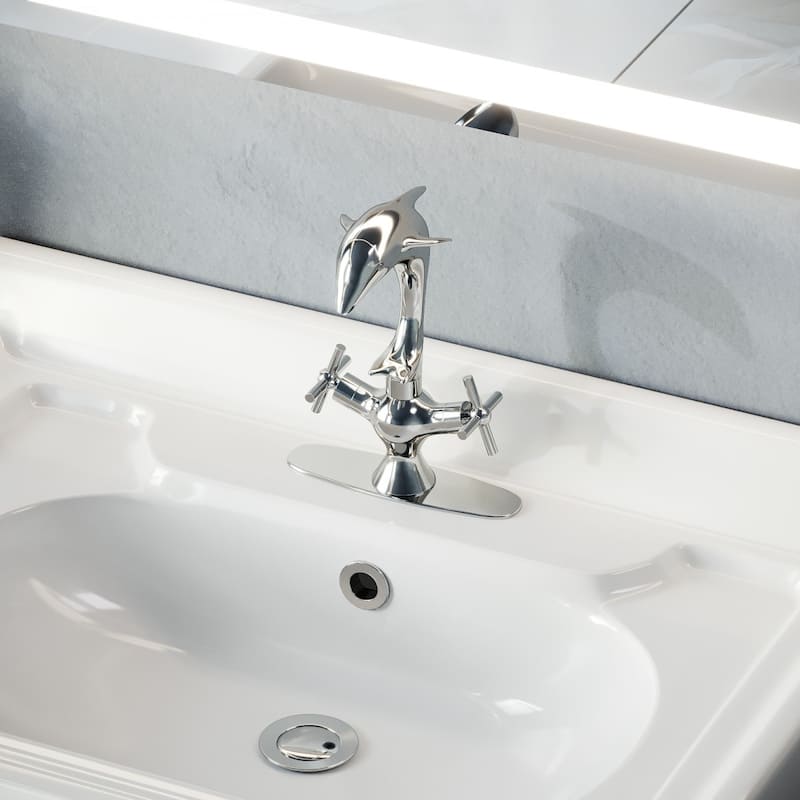 Chrome Dolphin Faucet Single Hole Widespread Plate Renovators Supply