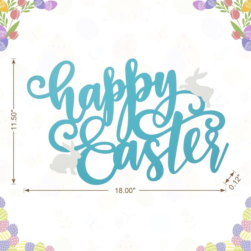 Glitzhome 18"L Metal Happy Easter Door Hanger Wall Decor