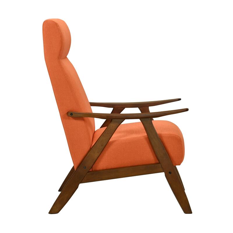 Walnut Finish Solid Wood High-Back Accent Chair
