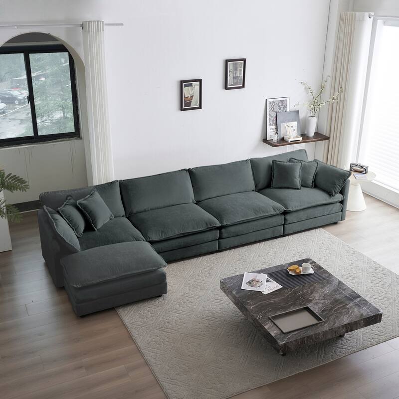 Cloud Chenille Upholstered Modular Sectional Sofa with DIY Combination Design