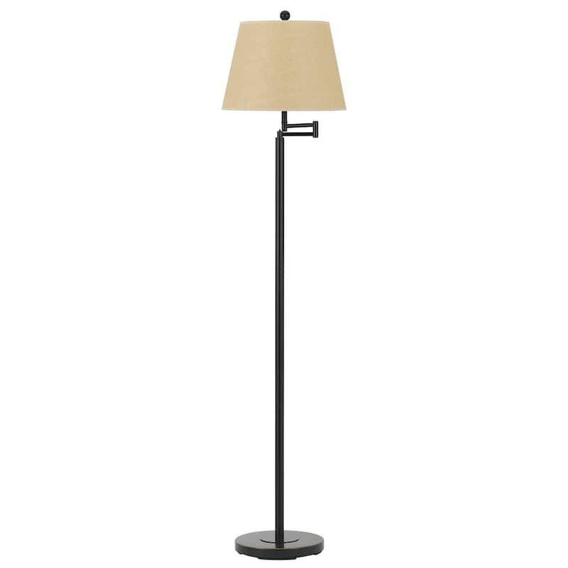 HomeRoots 60" Bronze Swing Arm Floor Lamp With White Square Shade - 14