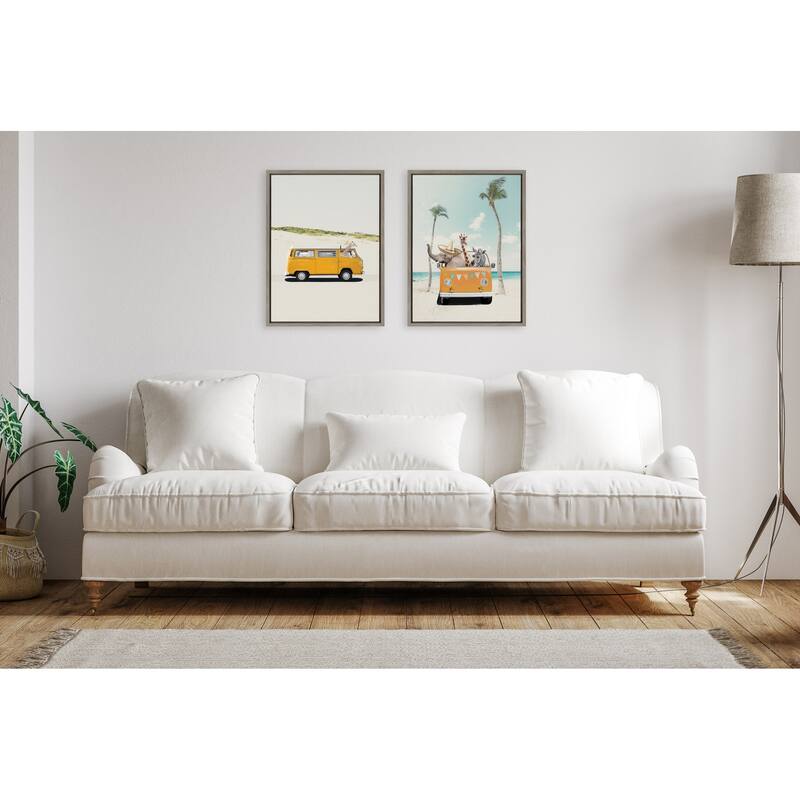 Kate and Laurel Sylvie Beach Adventure Frame Canvas by July Art Prints