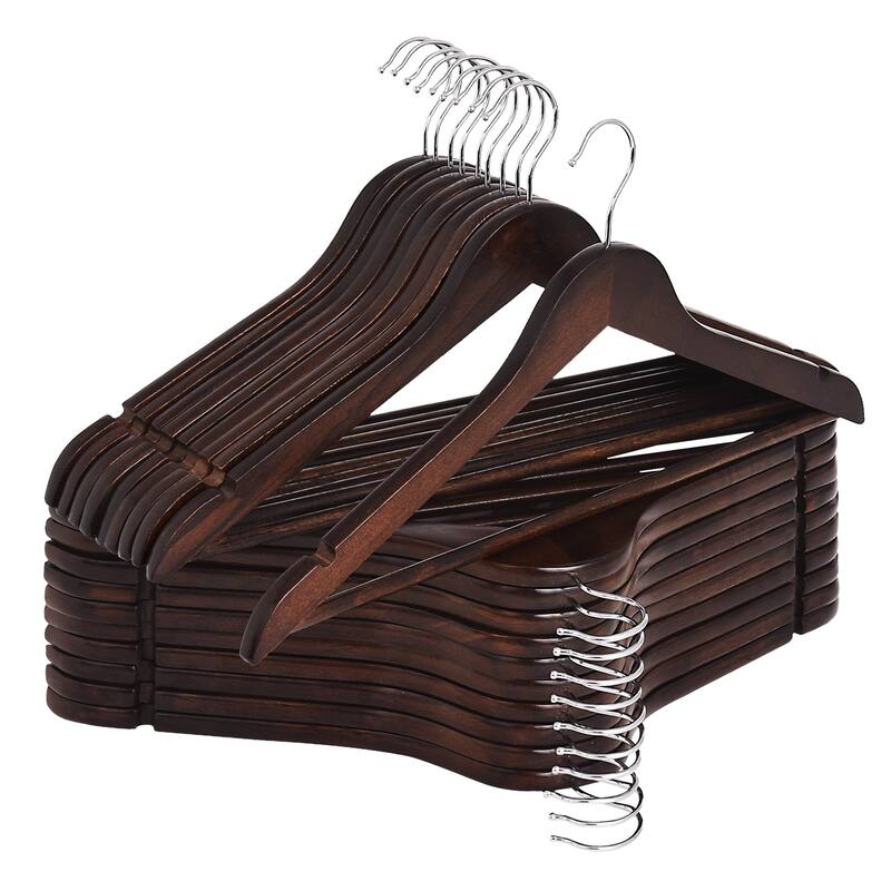 StorageWorks Wooden Clothes Hangers, Hangers for Coats, Shirts, Jackets, Pants, Suits - 20-pack - Walnut Color