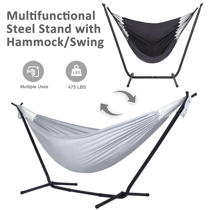 10.7 ft. 2-Person Brazilian-Style hammock with Stand - Convertible