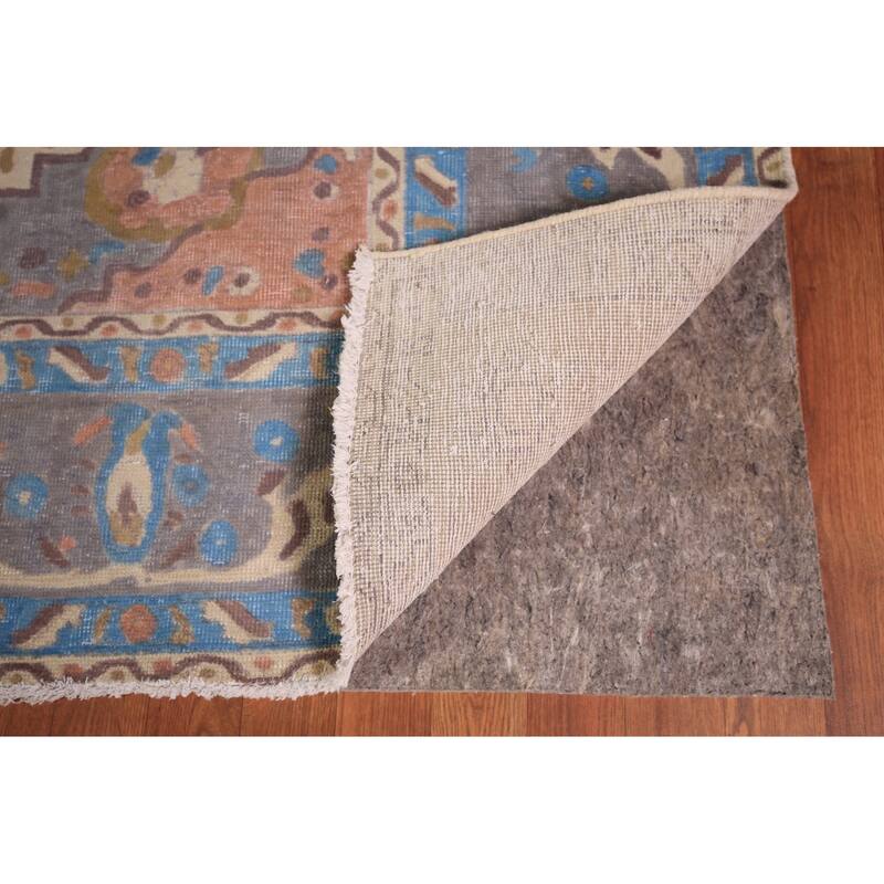 Overdyed Gray Tabriz Persian Vintage Area Rug Handmade Wool Carpet - 9'8" x 12'7"
