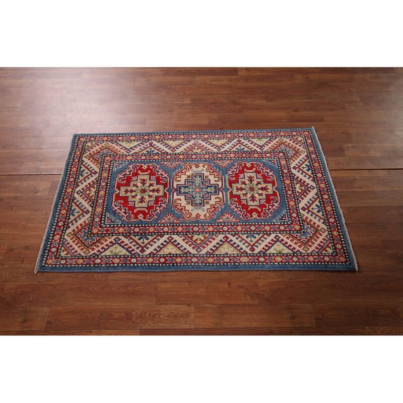 Blue Kazak Foyer Rug Handmade Wool Carpet - 2'6" x 4'4"