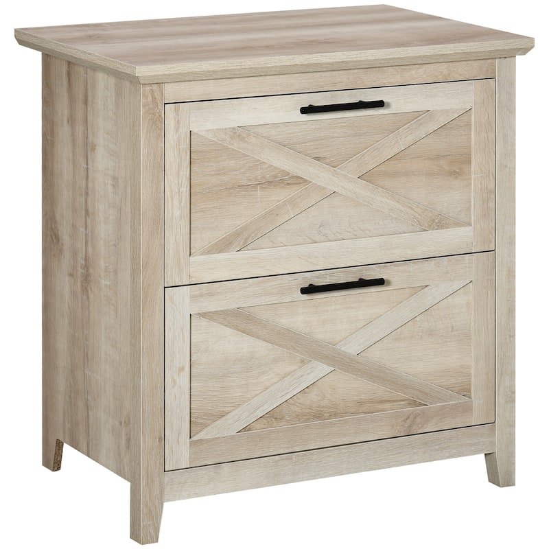 HOMCOM Retro Wooden 2-Drawer Lateral File Chest Cabinet Pedestal for Document Storage for Home Office