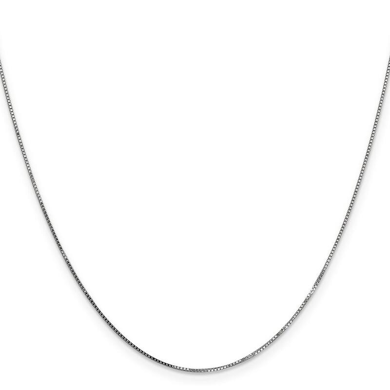 Curata Italian 14k White Gold 0.8mm Bold Box Chain Necklace (Lobster) Options: 16 18 20 22 24