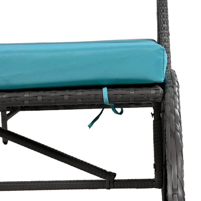 Multi-Functional Outdoor Patio Rattan Loveseat Sofa, Convertible 4-Seats Dining Set
